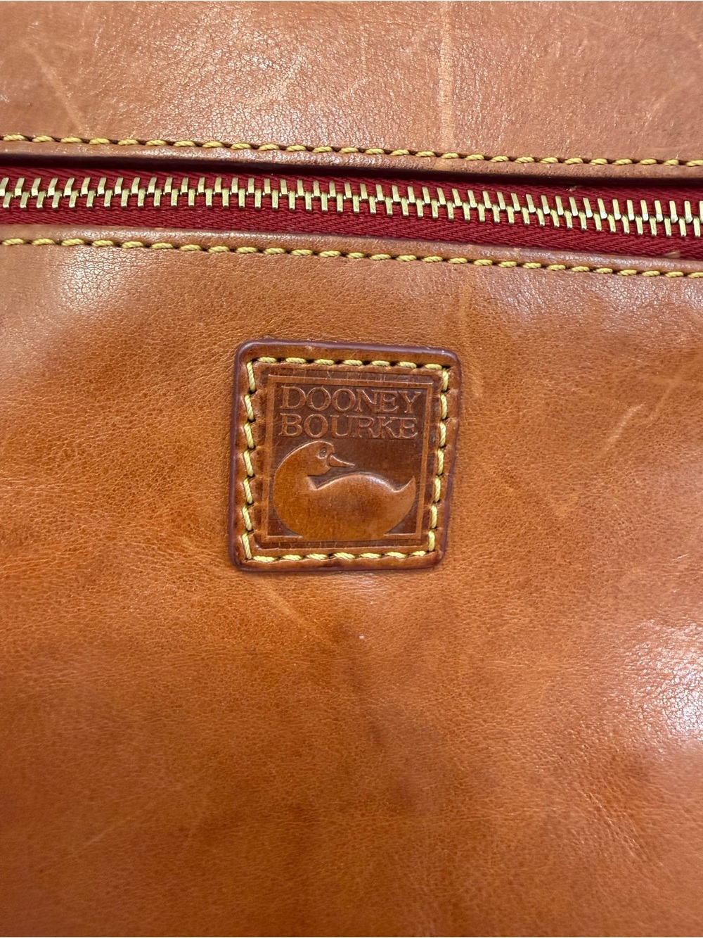 Dooney & Bourke Florentine Pocket Crossbody Brown Cognac Distressed Leather - Picture 5 of 16